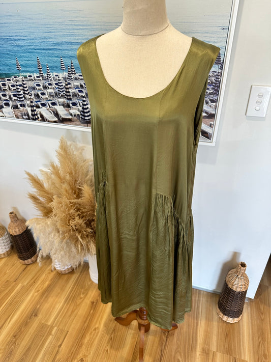 Artisan - Silk Blend Dress - Size 14 - Olive green