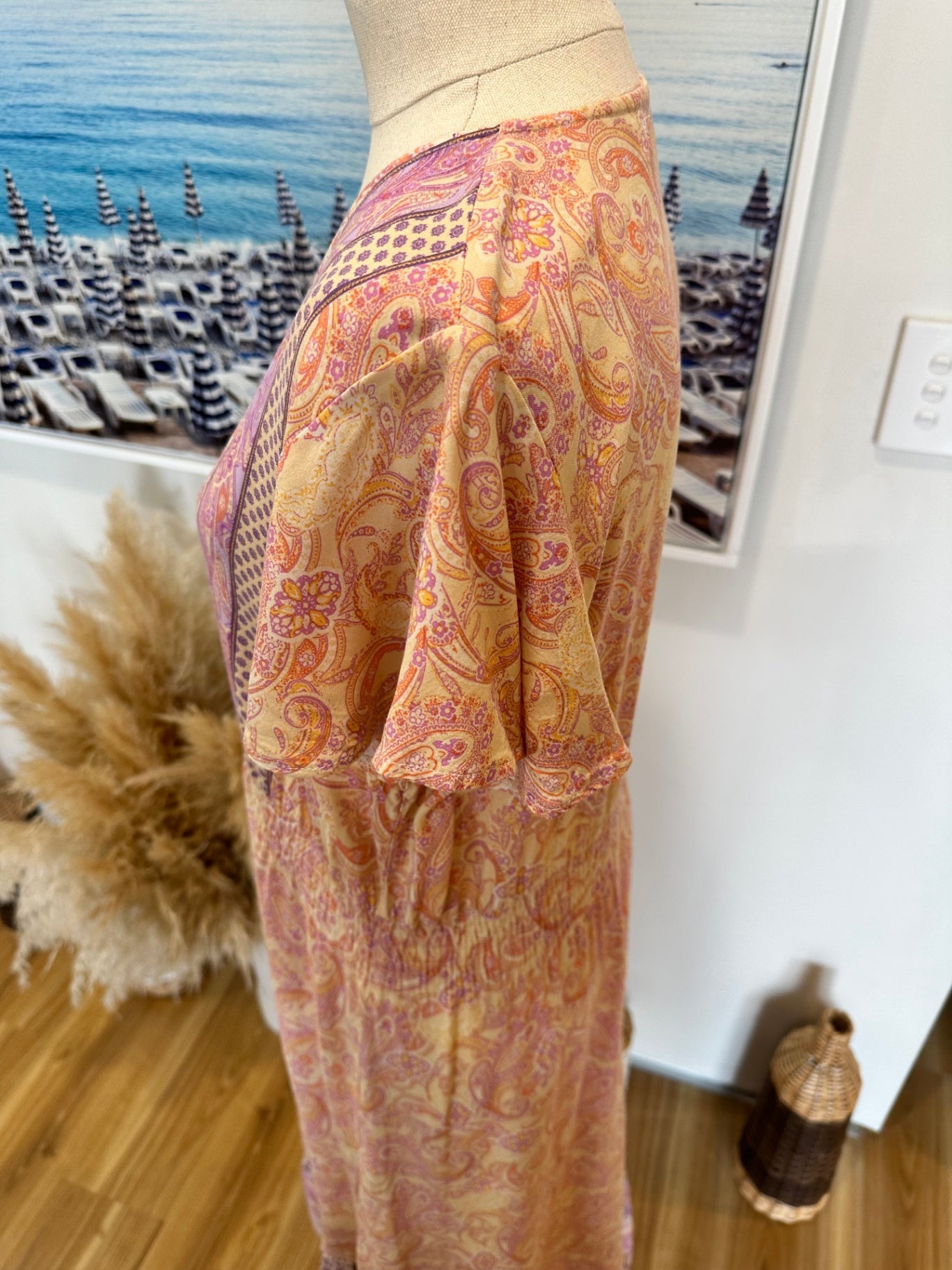 Salty Bright - Bohemian Dress - Size 8 - Pink, purple, orange, beige