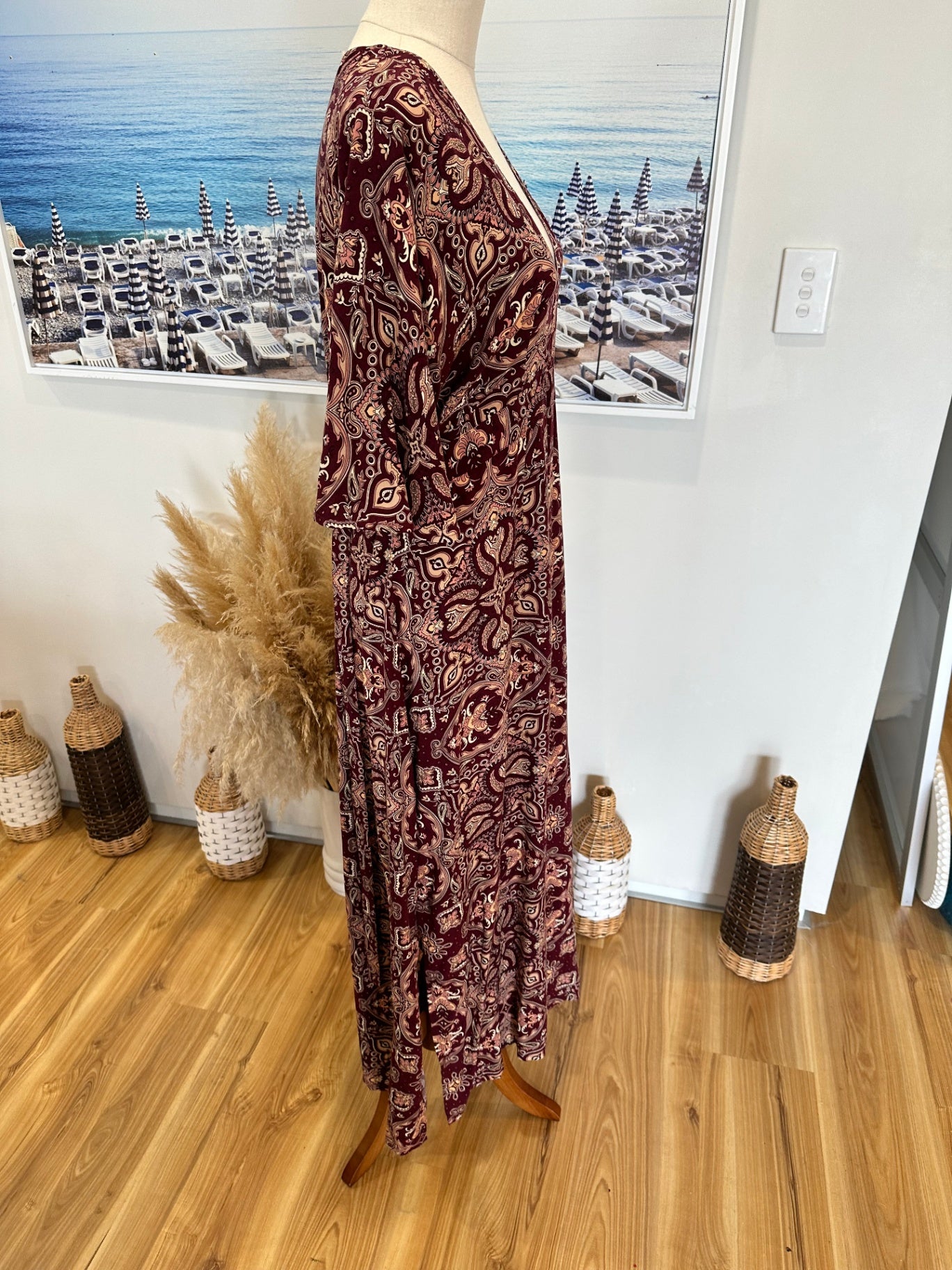 Tree of Life - Bohemian Dress - Small - Burgundy