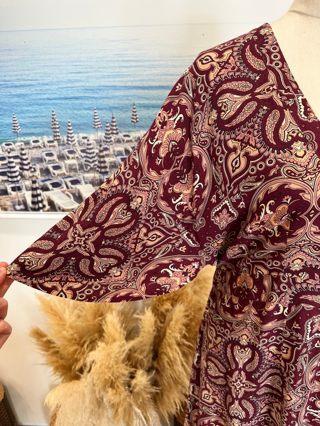 Tree of Life - Bohemian Dress - Small - Burgundy