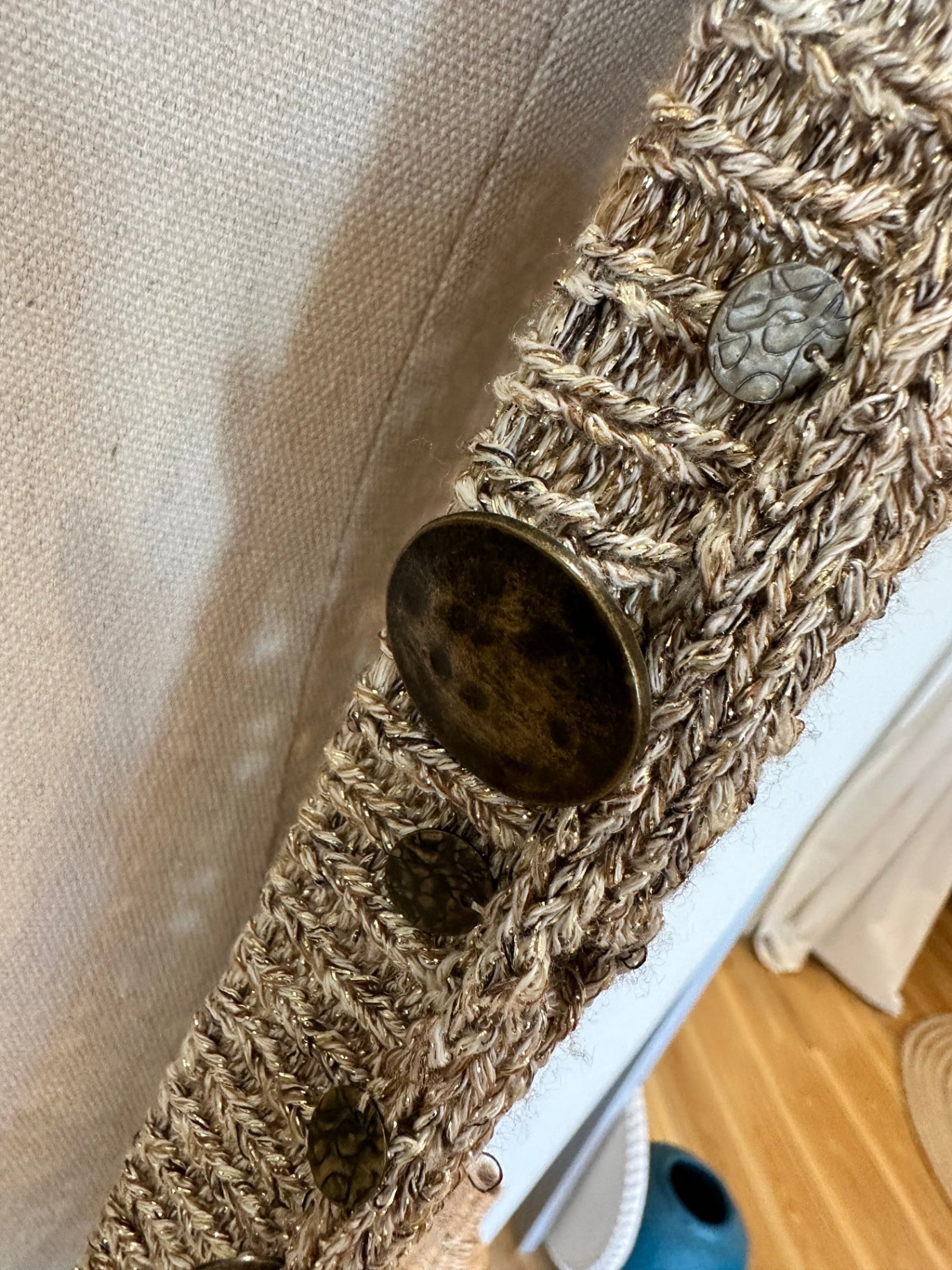 Per Una - Crochet Inspired Bohemian Cardigan - Size 16 - Beige + Gold