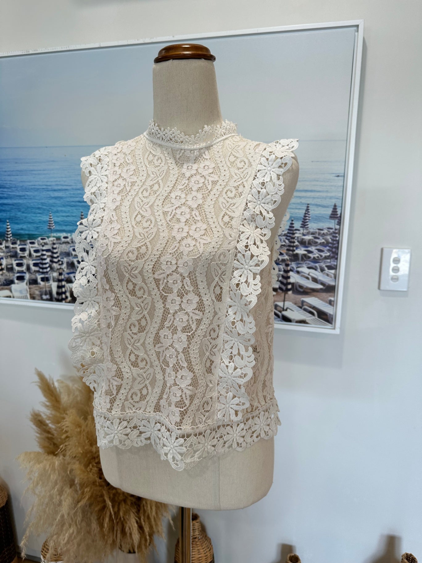 Dotti - Lace Top - Size 10 - White