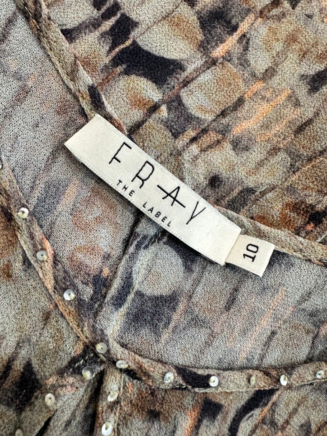 Fray the Label - Blouse - Size 10 - Grey / Brown / Orange