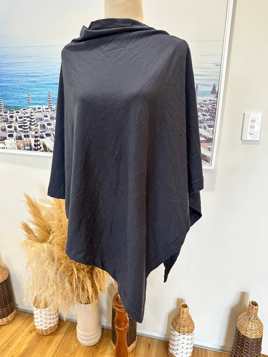 Limmerz - Merino Poncho - One Size - Navy Blue
