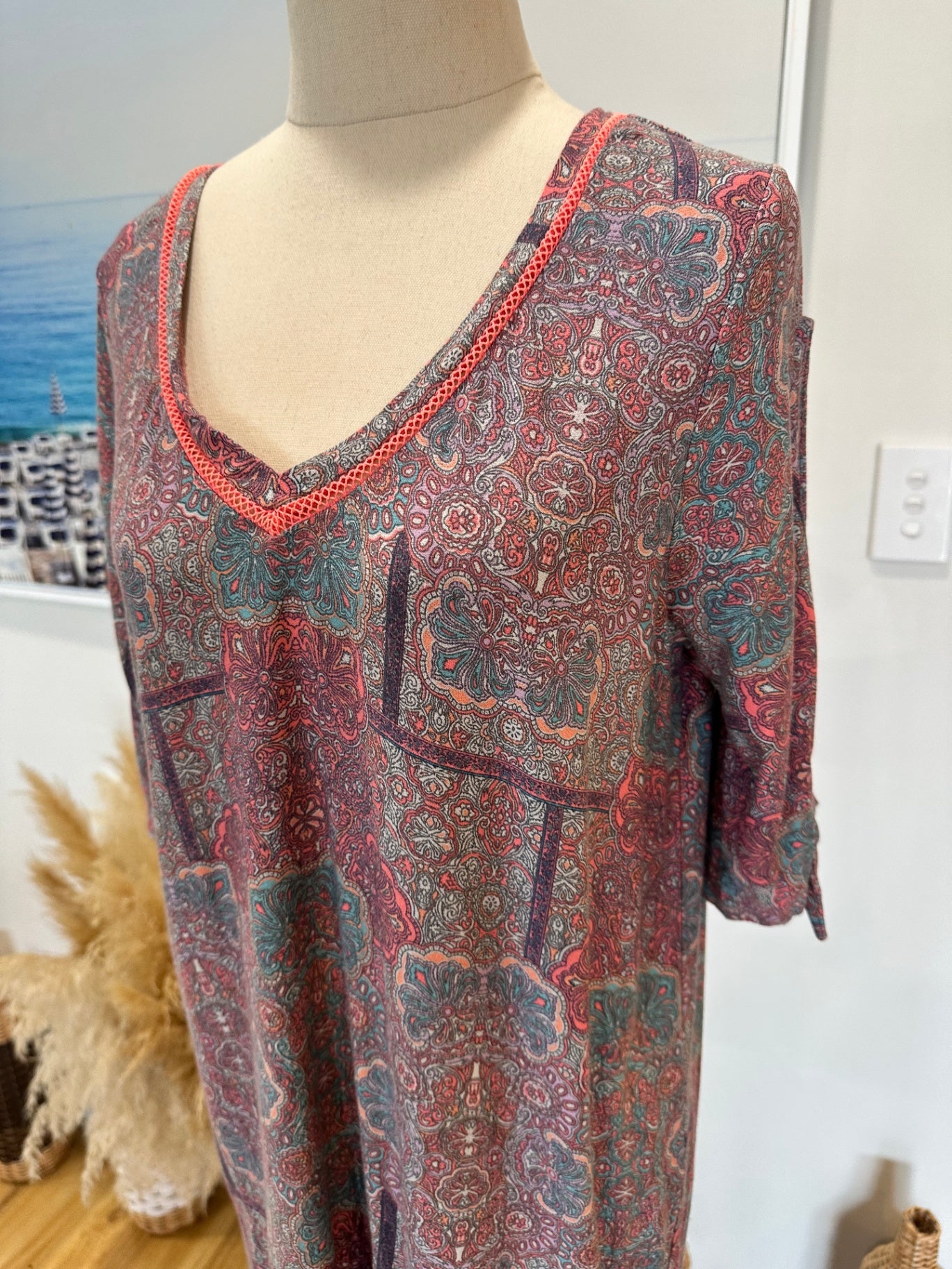 Next - Bohemian Dress - Size 16 - Purple / Pink Paisley