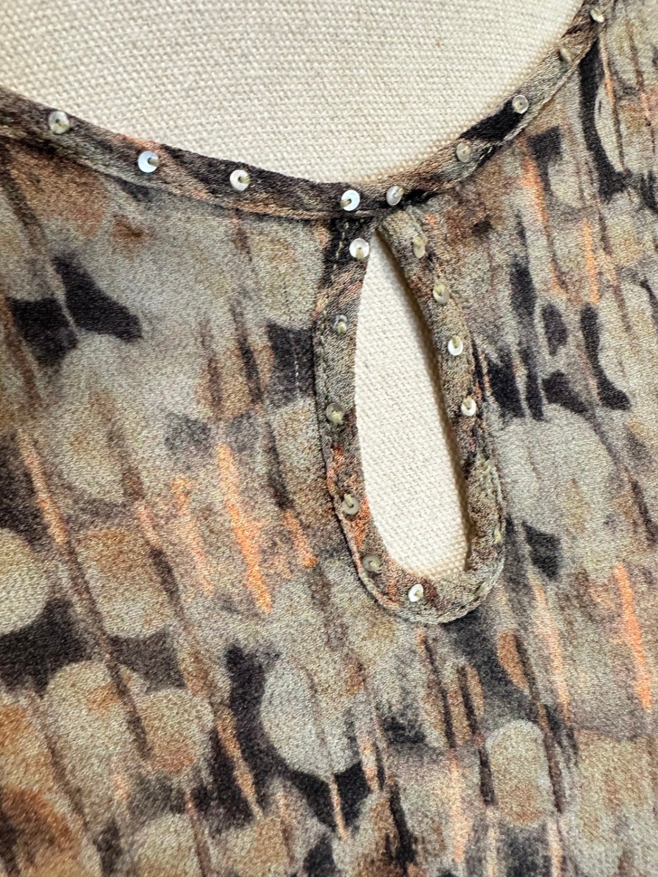 Fray the Label - Blouse - Size 10 - Grey / Brown / Orange