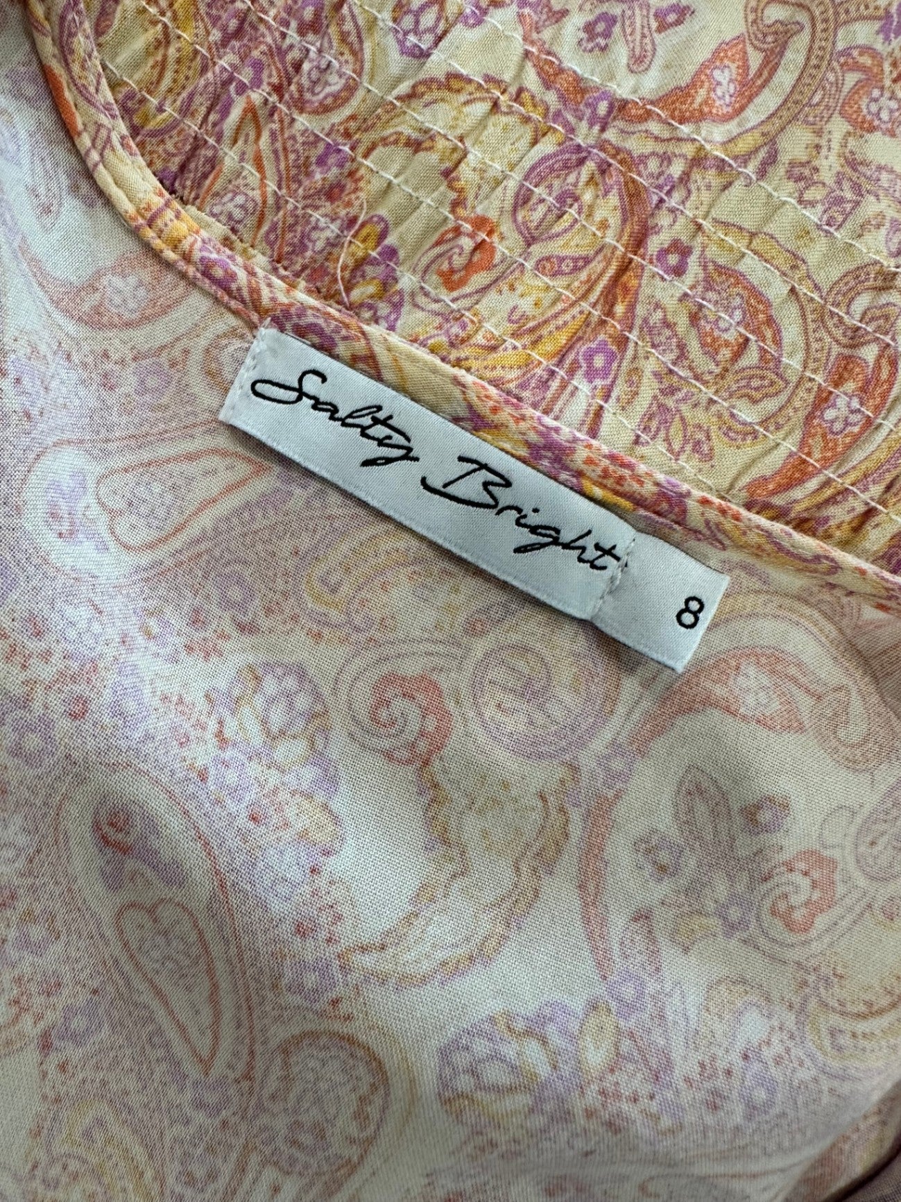 Salty Bright - Bohemian Dress - Size 8 - Pink, purple, orange, beige