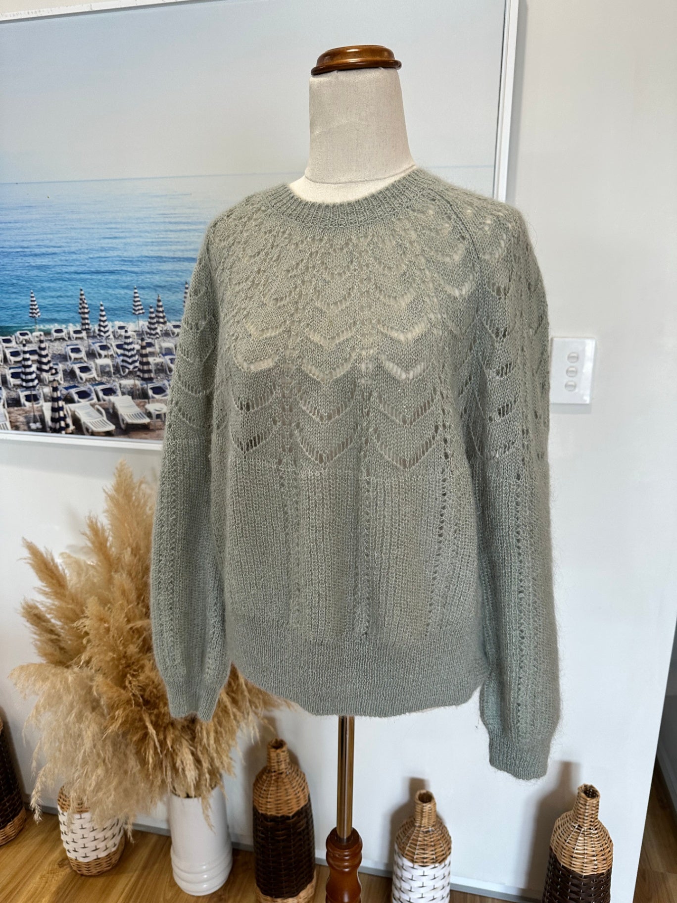 Max - Wool / Mohair Blend - Jumper - Large - Sea Foam