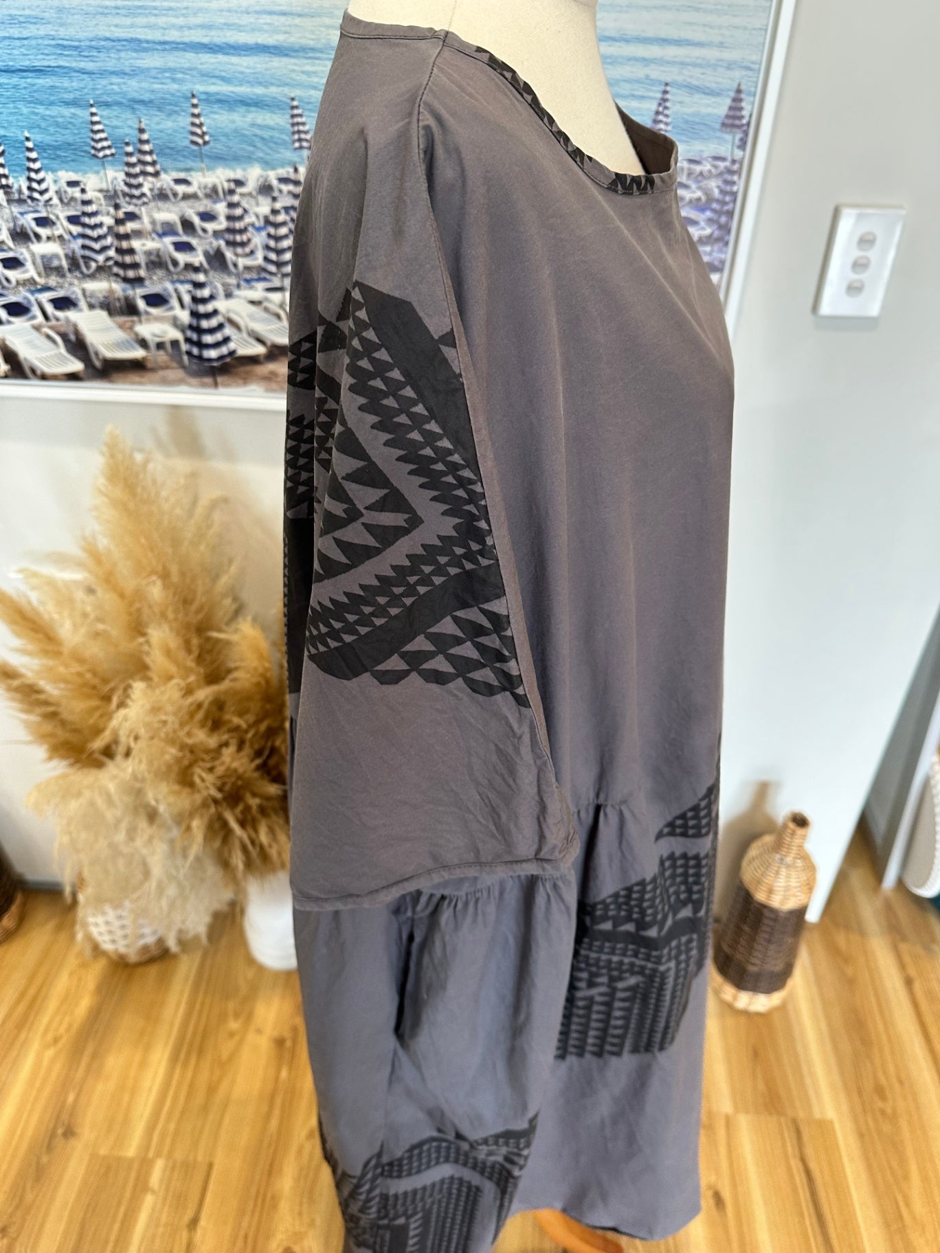 Adrienne Whitewood - Maxi Dress - Large / Extra Large - Grey + Black