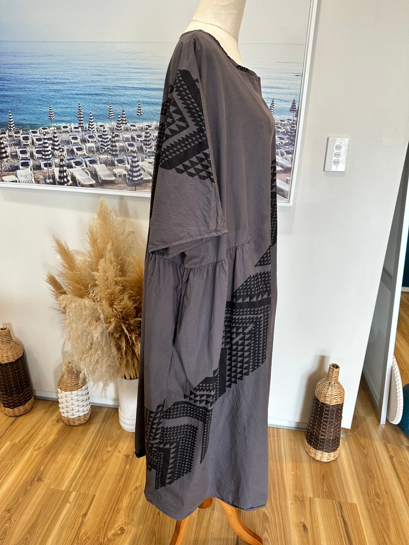 Adrienne Whitewood - Maxi Dress - Large / Extra Large - Grey + Black