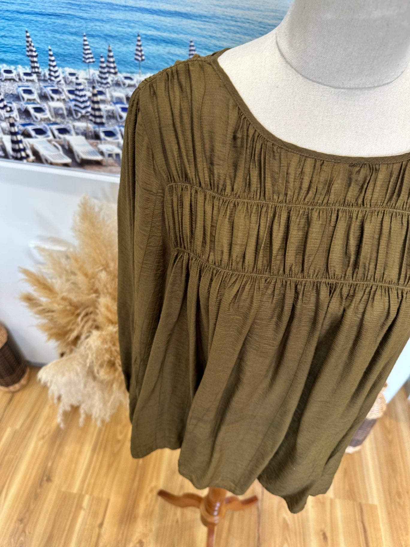 Olive Green Blouse - Size Medium