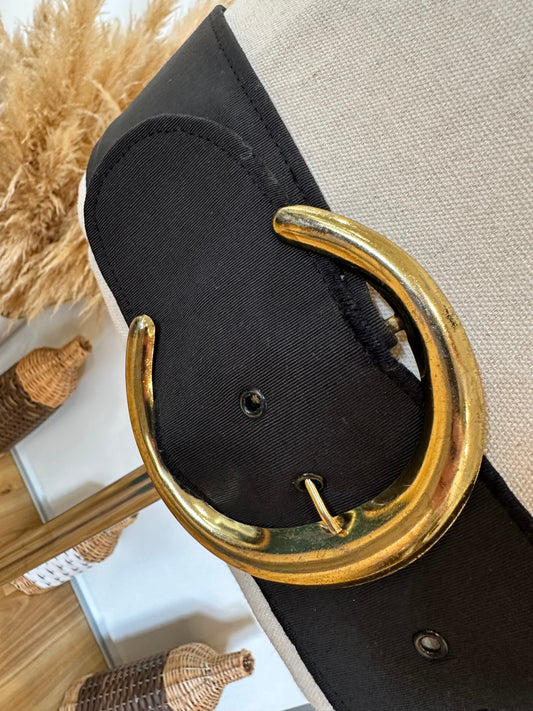 Belt - Size 12 - Black with Gold buckle