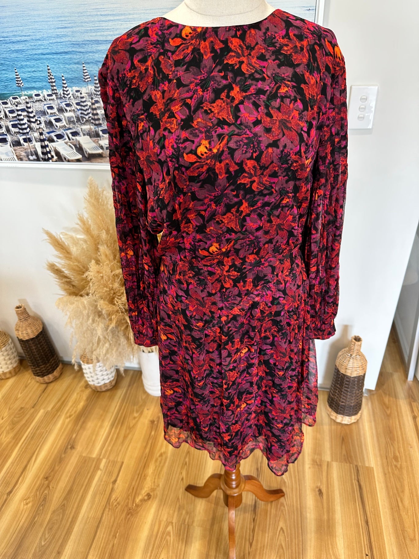 [NEW] Storm Dress - Size 8 RRP: $389 - Viscose - Red tones