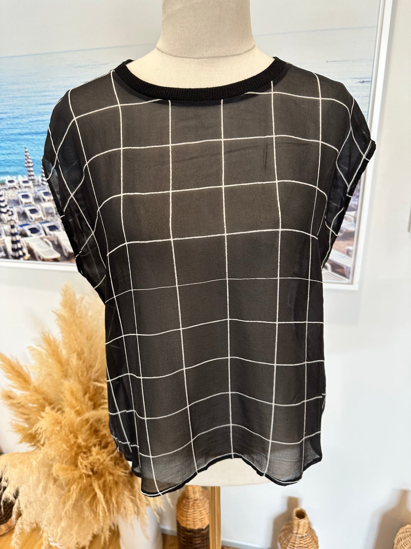 Storm - 100% Silk Blouse - Size 8 - Black