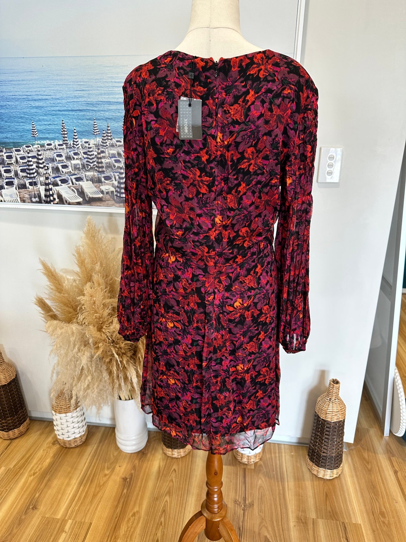 [NEW] Storm Dress - Size 8 RRP: $389 - Viscose - Red tones