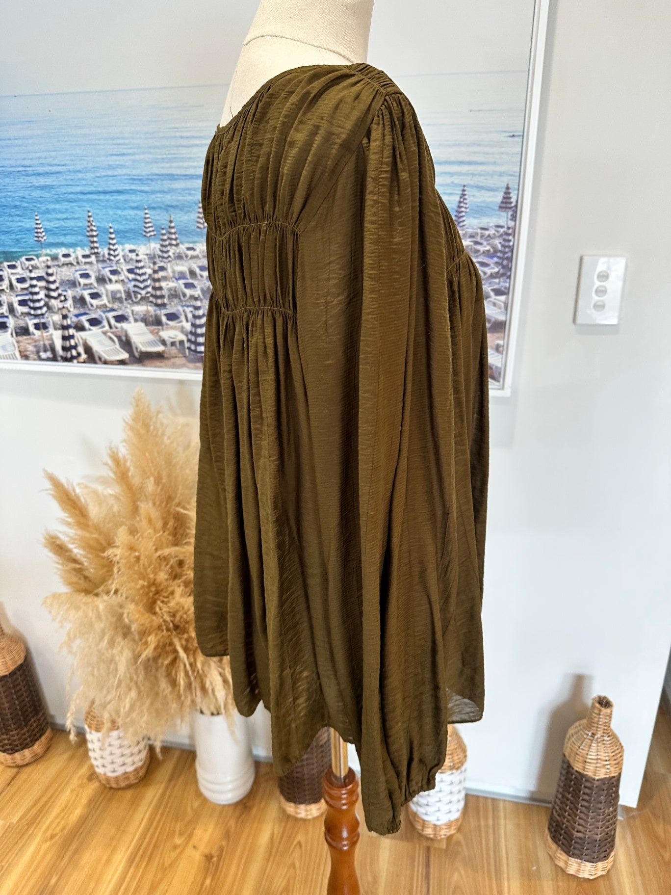 Olive Green Blouse - Size Medium