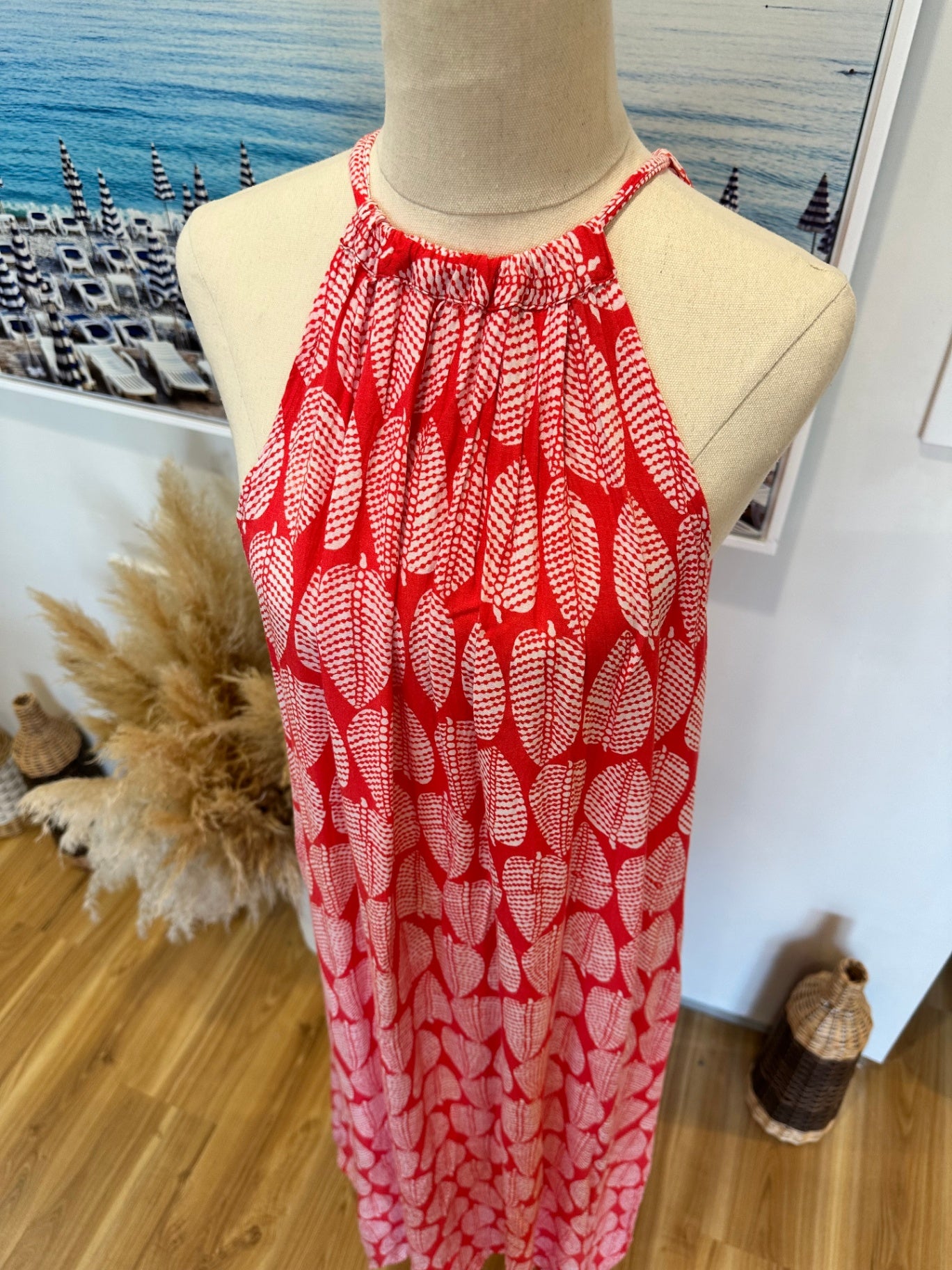 Flunk - Maxi Dress - Small / Medium - Coral and White