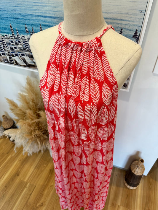 Flunk - Maxi Dress - Small / Medium - Coral and White