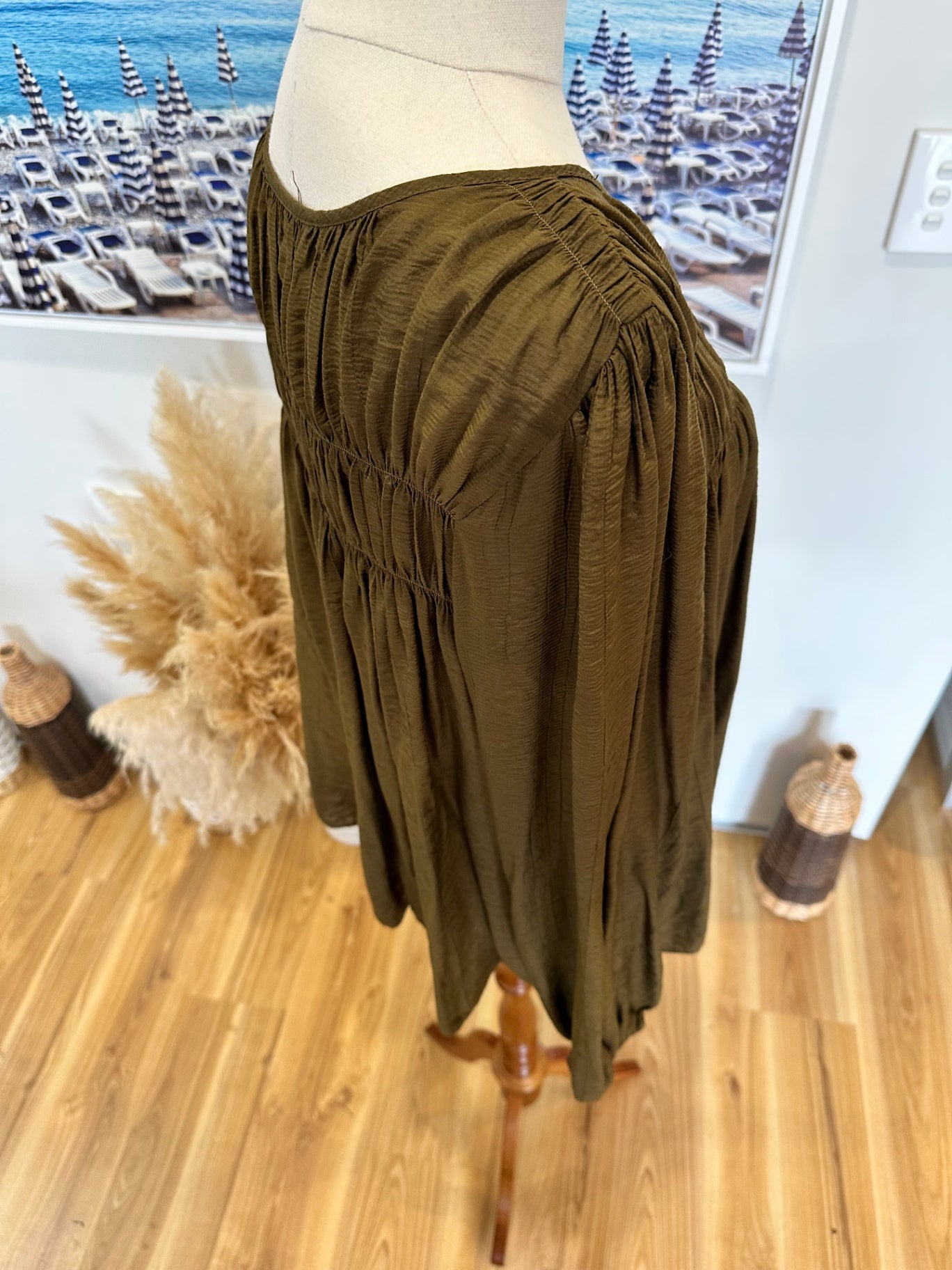 Olive Green Blouse - Size Medium