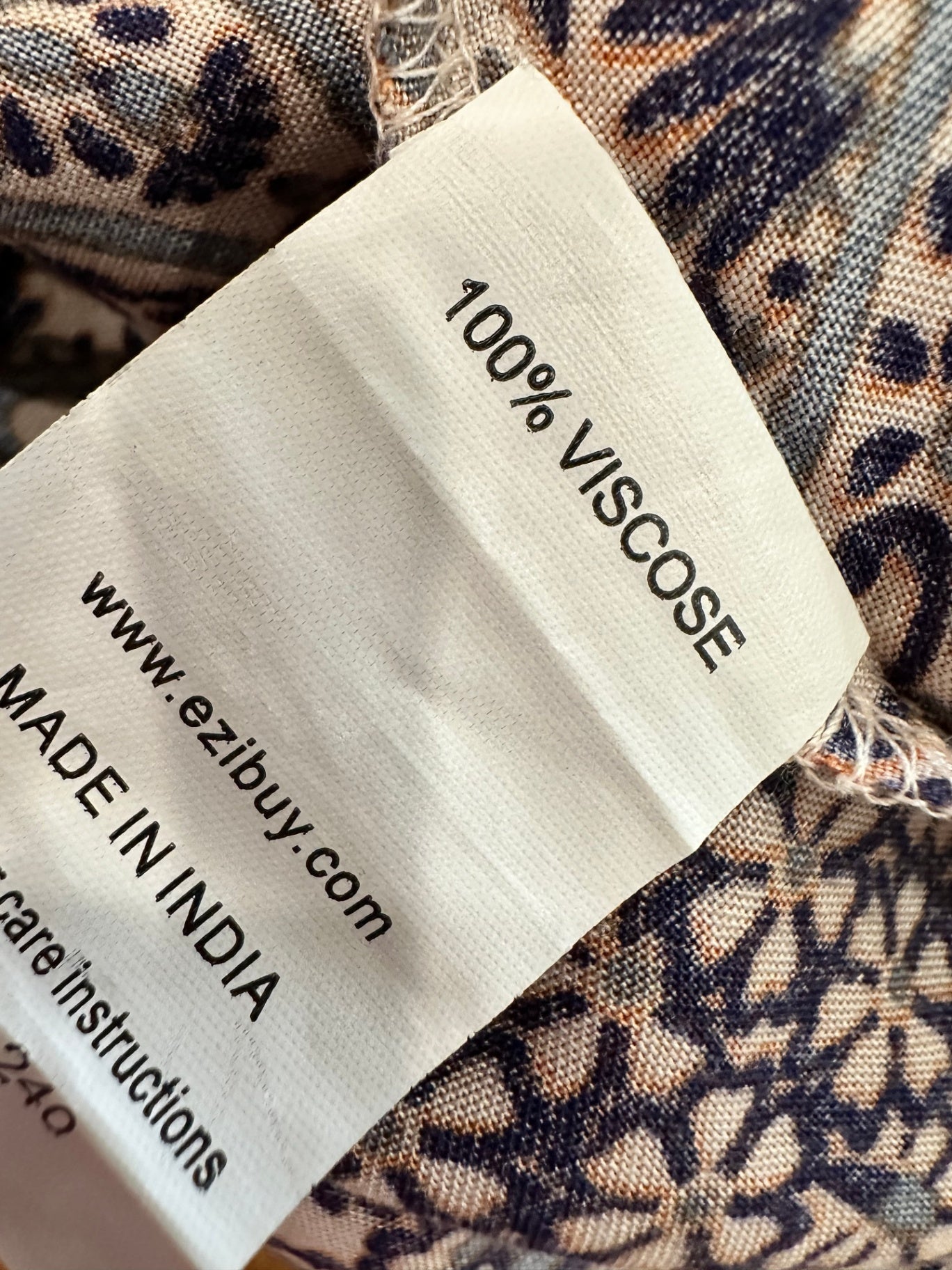 Sara - Bohemian Dress - Size 20 - Beige with navy and rust patterns