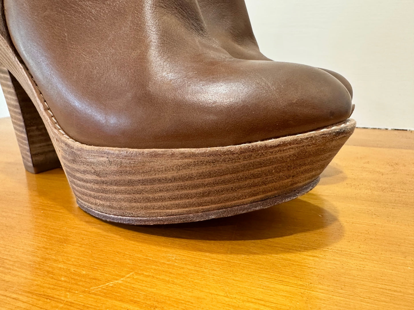 Beau Coops Platform Leather Boots - Size EU 39 - Brown