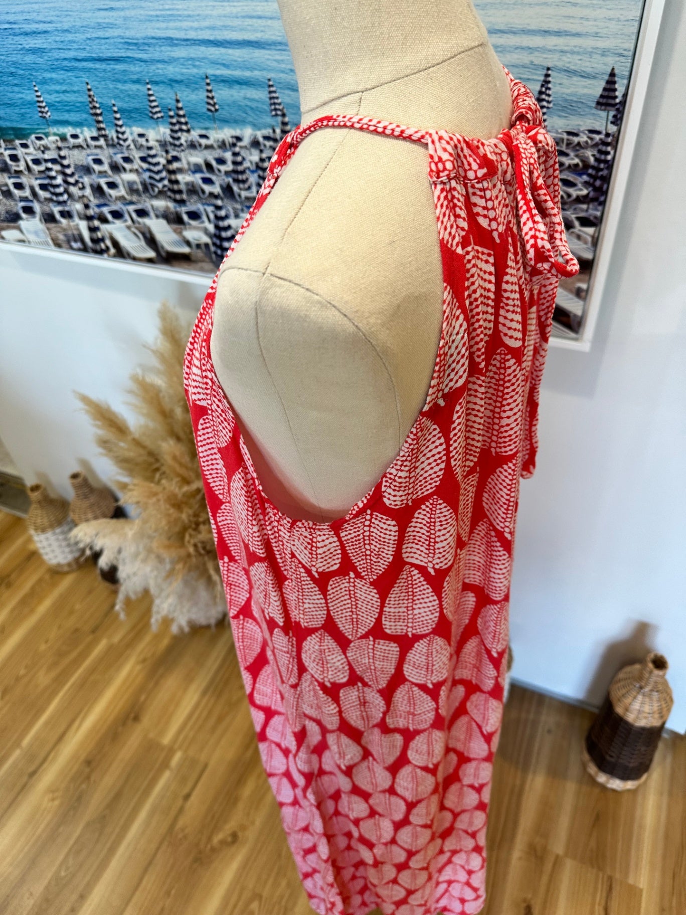 Flunk - Maxi Dress - Small / Medium - Coral and White