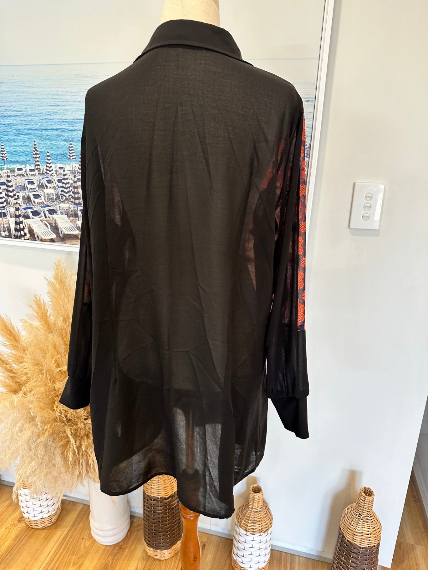 Merric Blouse - Size 14 - Orange + Black