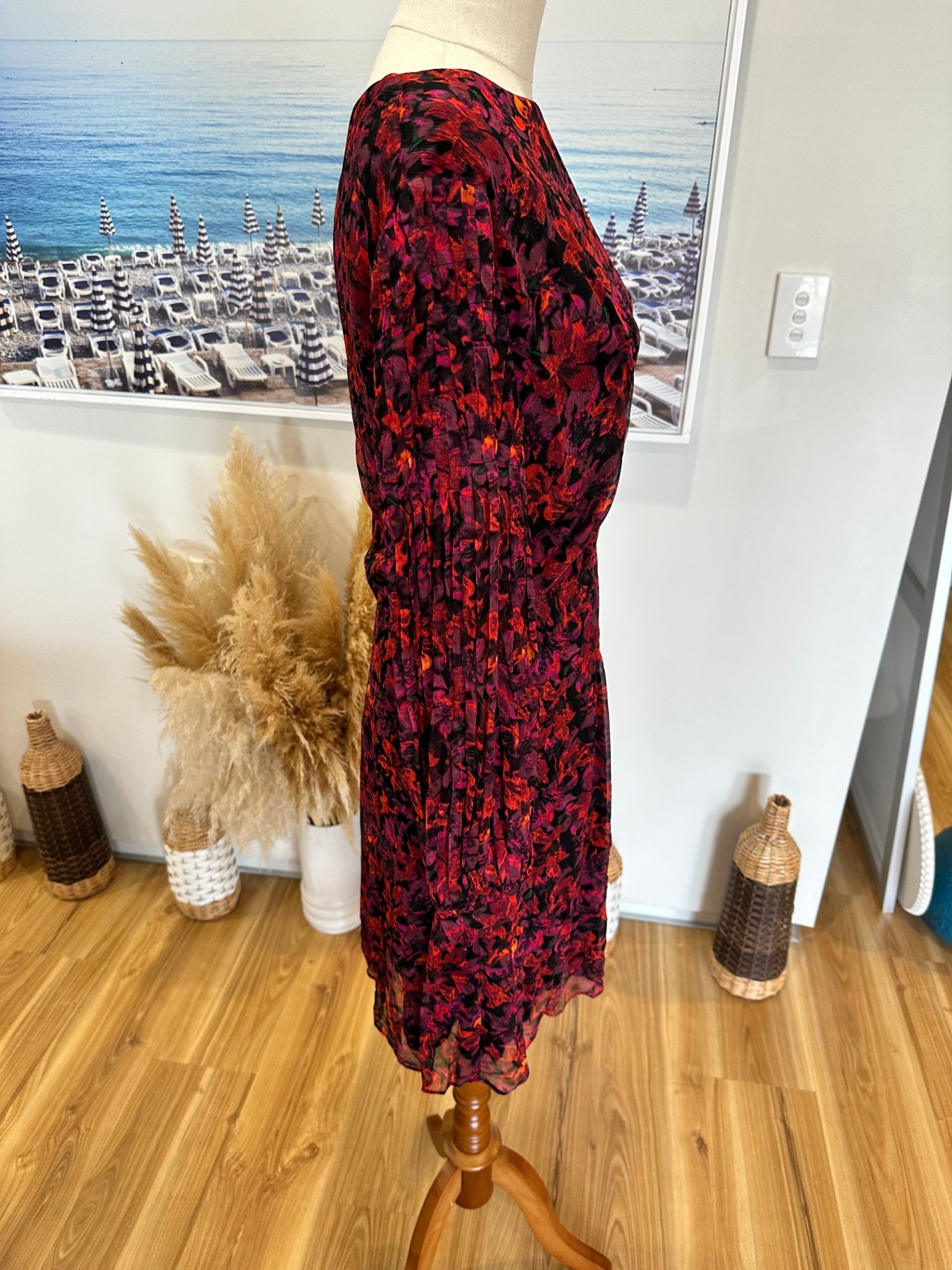 [NEW] Storm Dress - Size 8 RRP: $389 - Viscose - Red tones