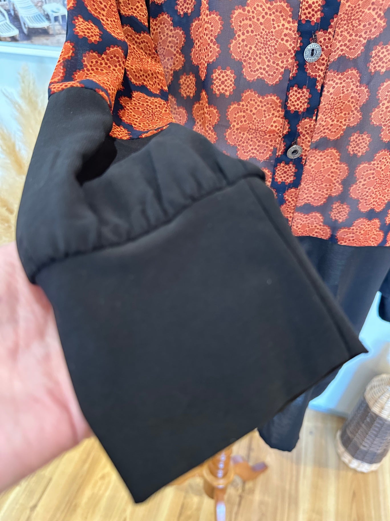 Merric Blouse - Size 14 - Orange + Black
