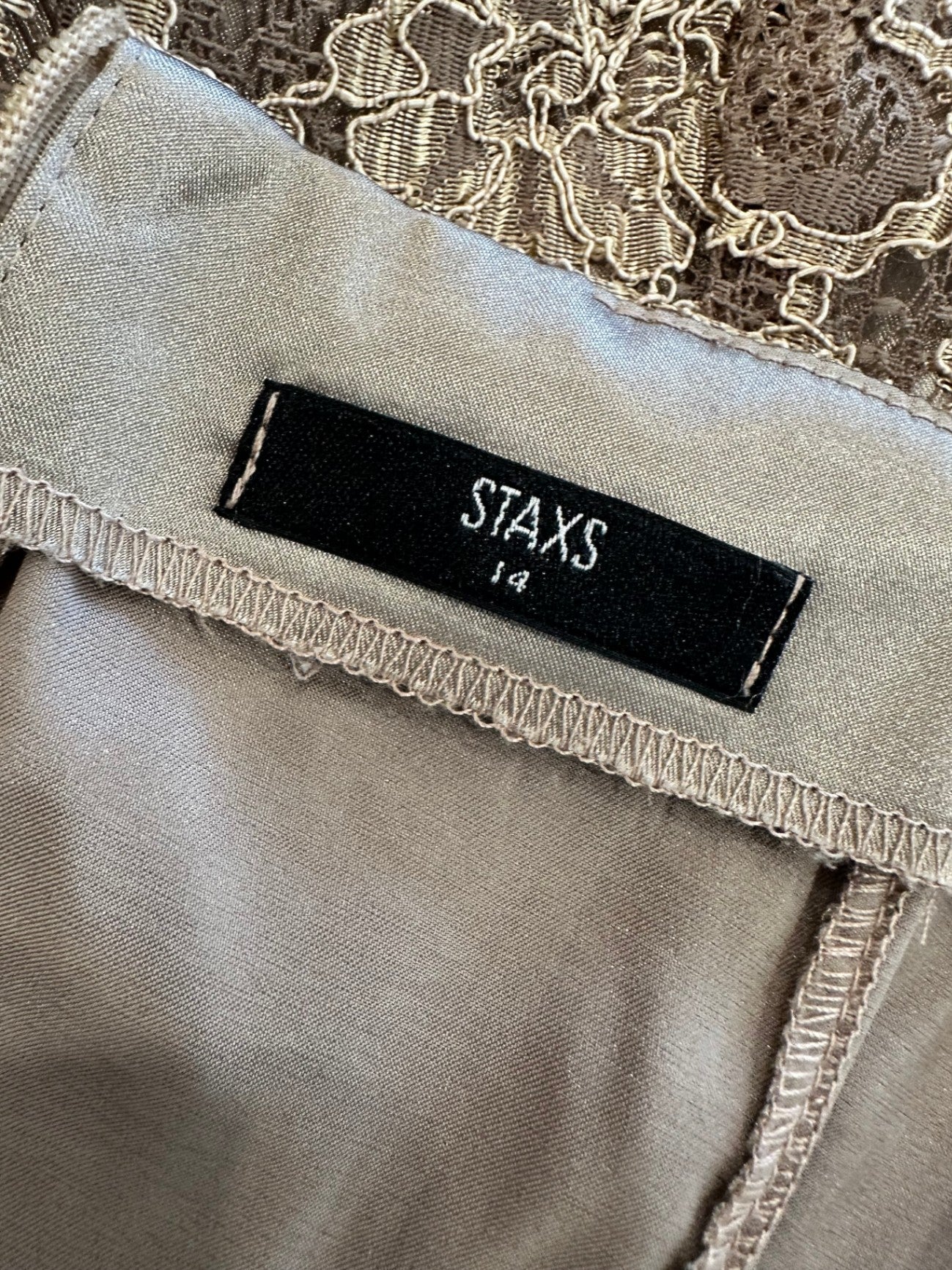 Vintage Stax - Halterneck Dress - Size 14 - Gold