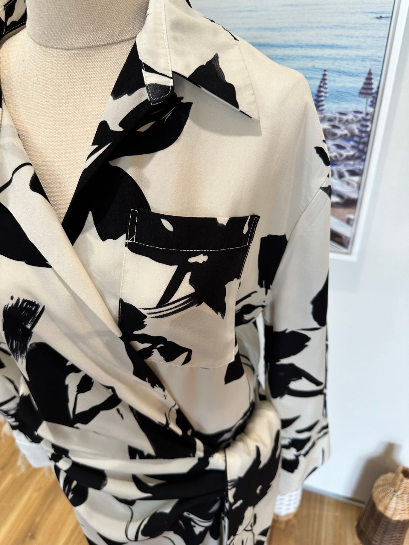 EuroEdit - Wrap Dress - Large - Black and Cream