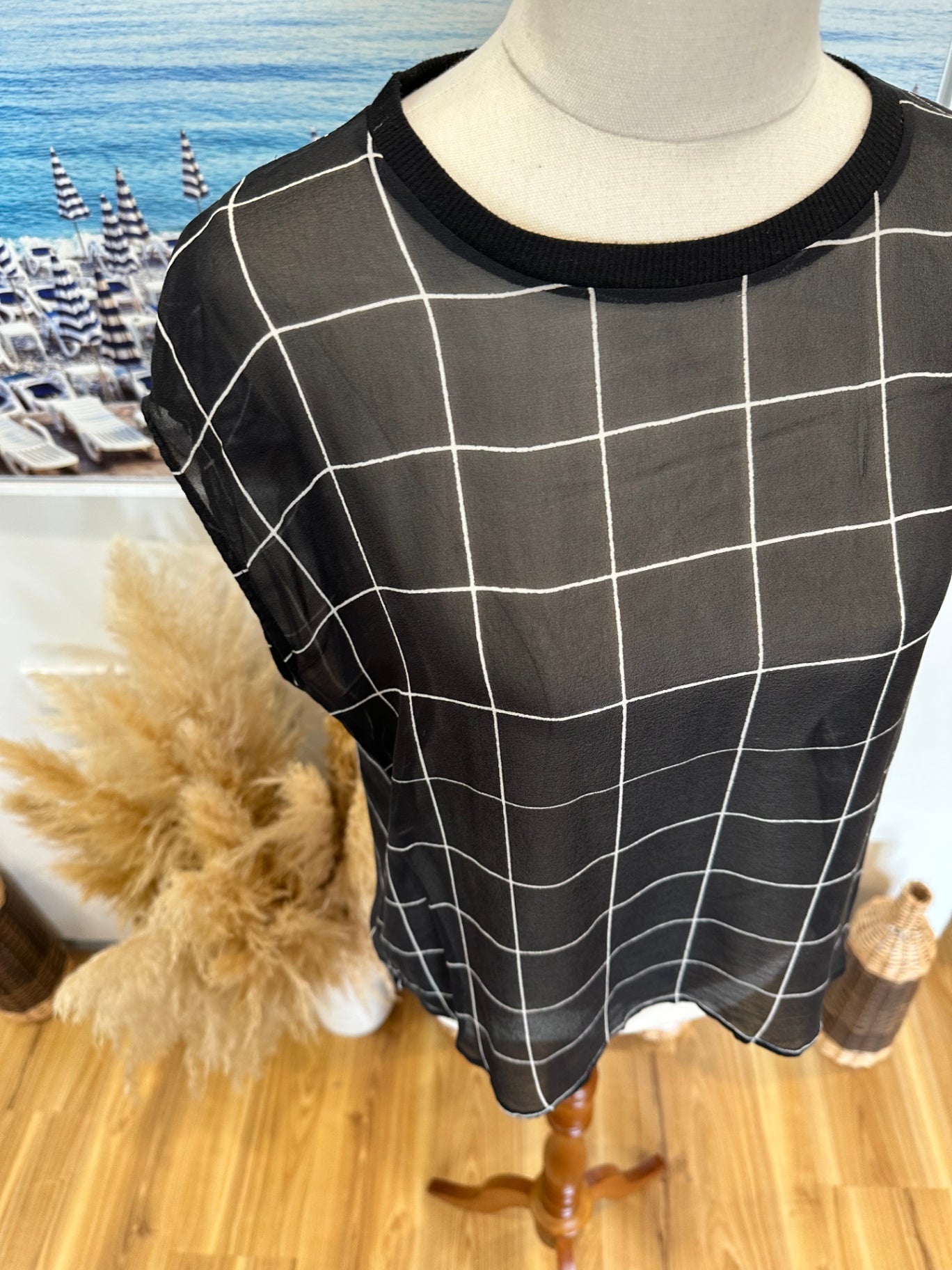 Storm - 100% Silk Blouse - Size 8 - Black