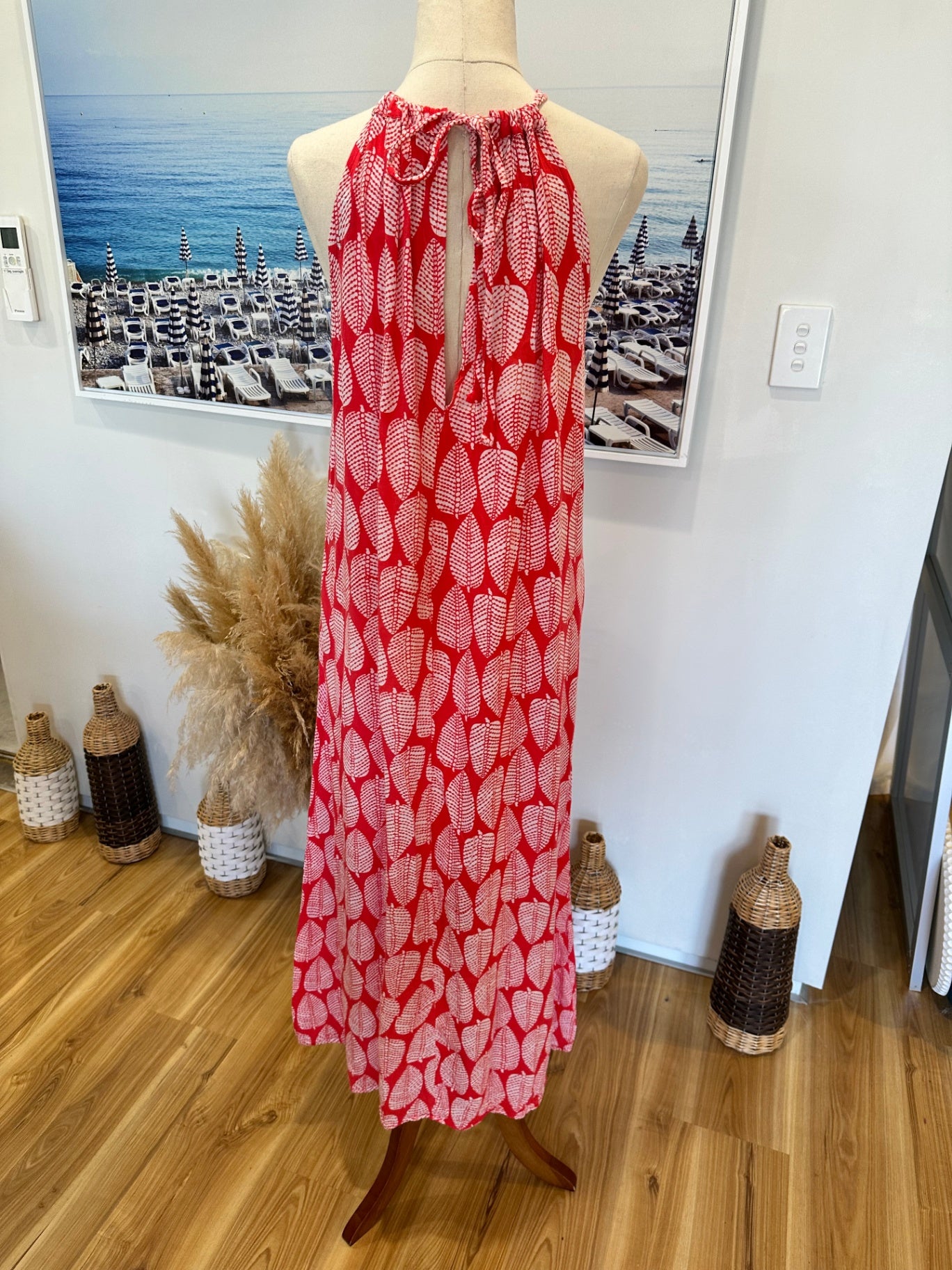 Flunk - Maxi Dress - Small / Medium - Coral and White