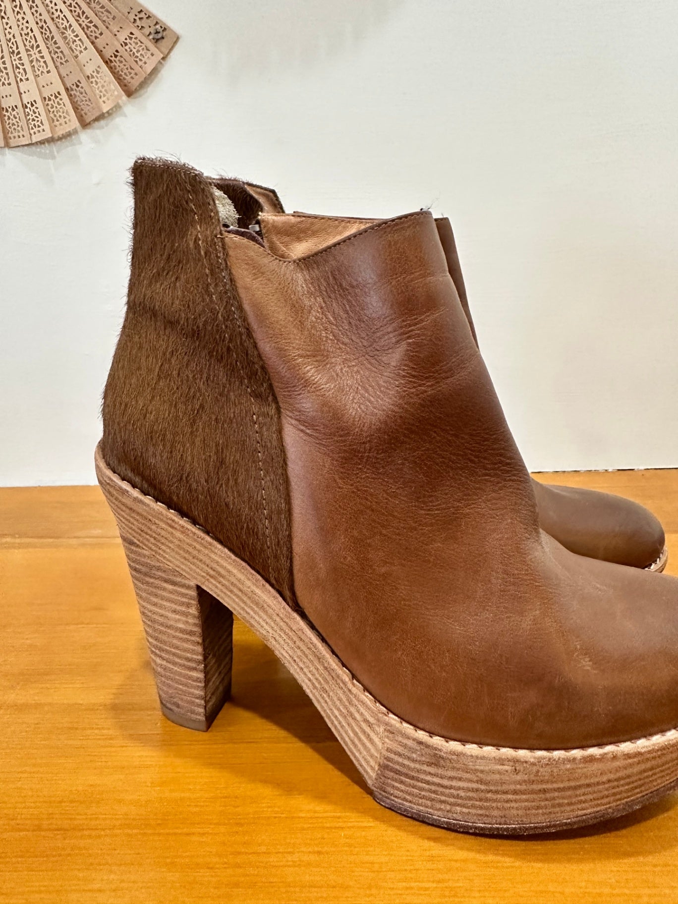 Beau Coops Platform Leather Boots - Size EU 39 - Brown