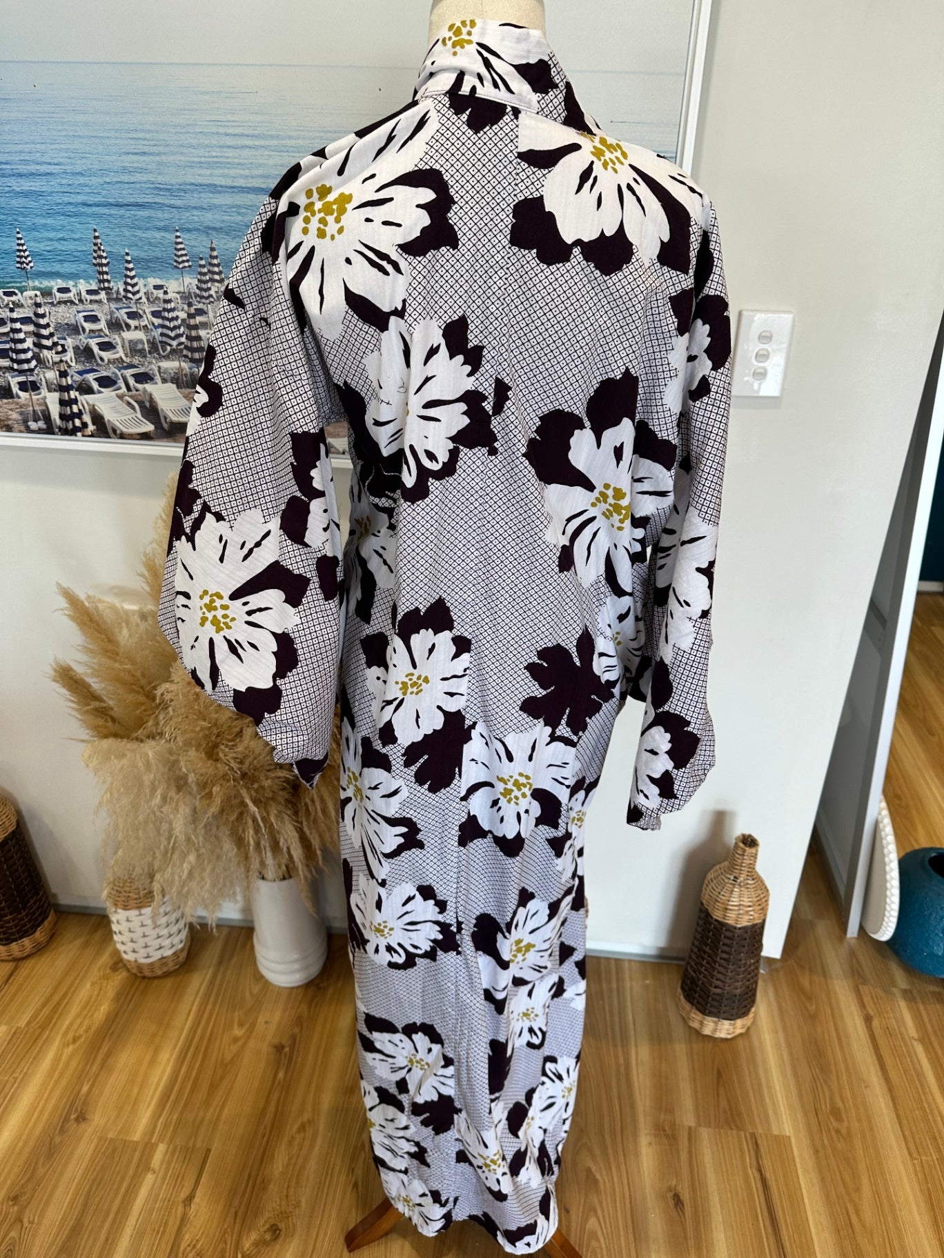 Vintage Kimono - One Size - White / Black / Mustard