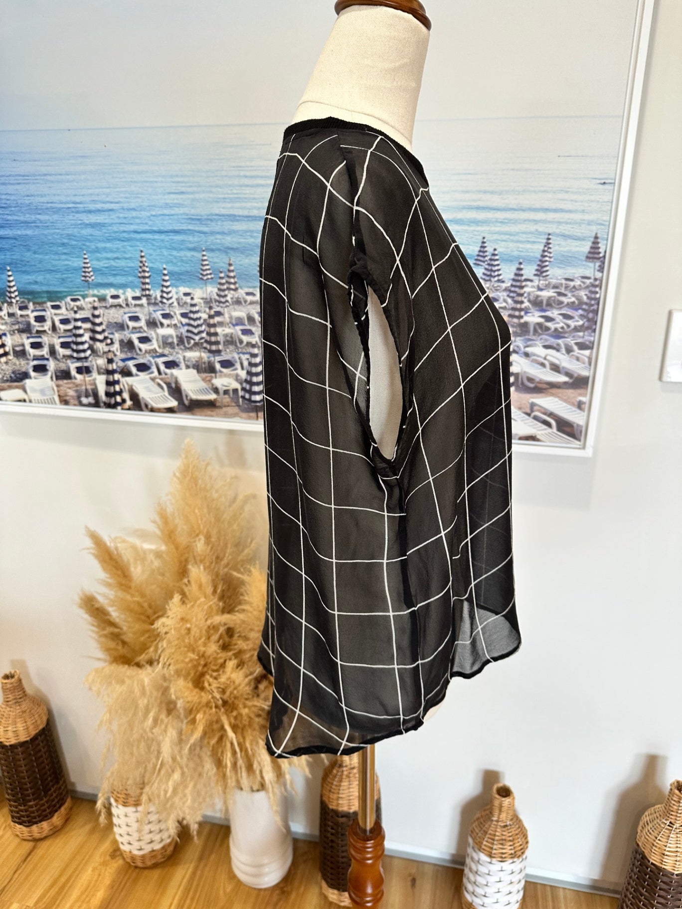 Storm - 100% Silk Blouse - Size 8 - Black