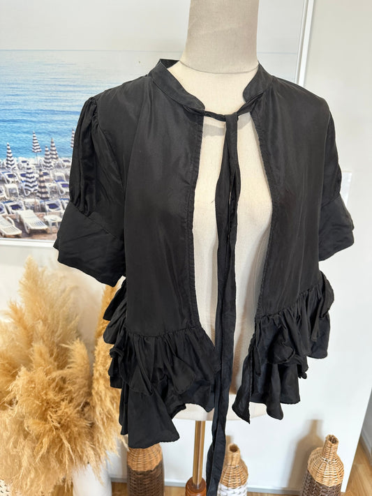 Max - 100% Silk Black Shrug / Cardigan - Size Small