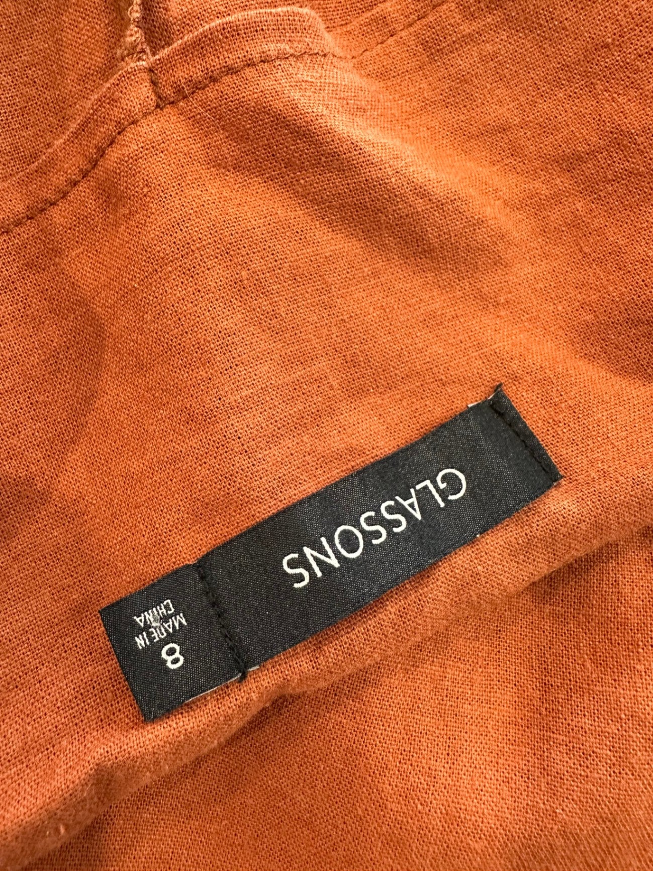 Glassons - Linen Blend Dress - Size 8 - Rusty orange [Some marks]