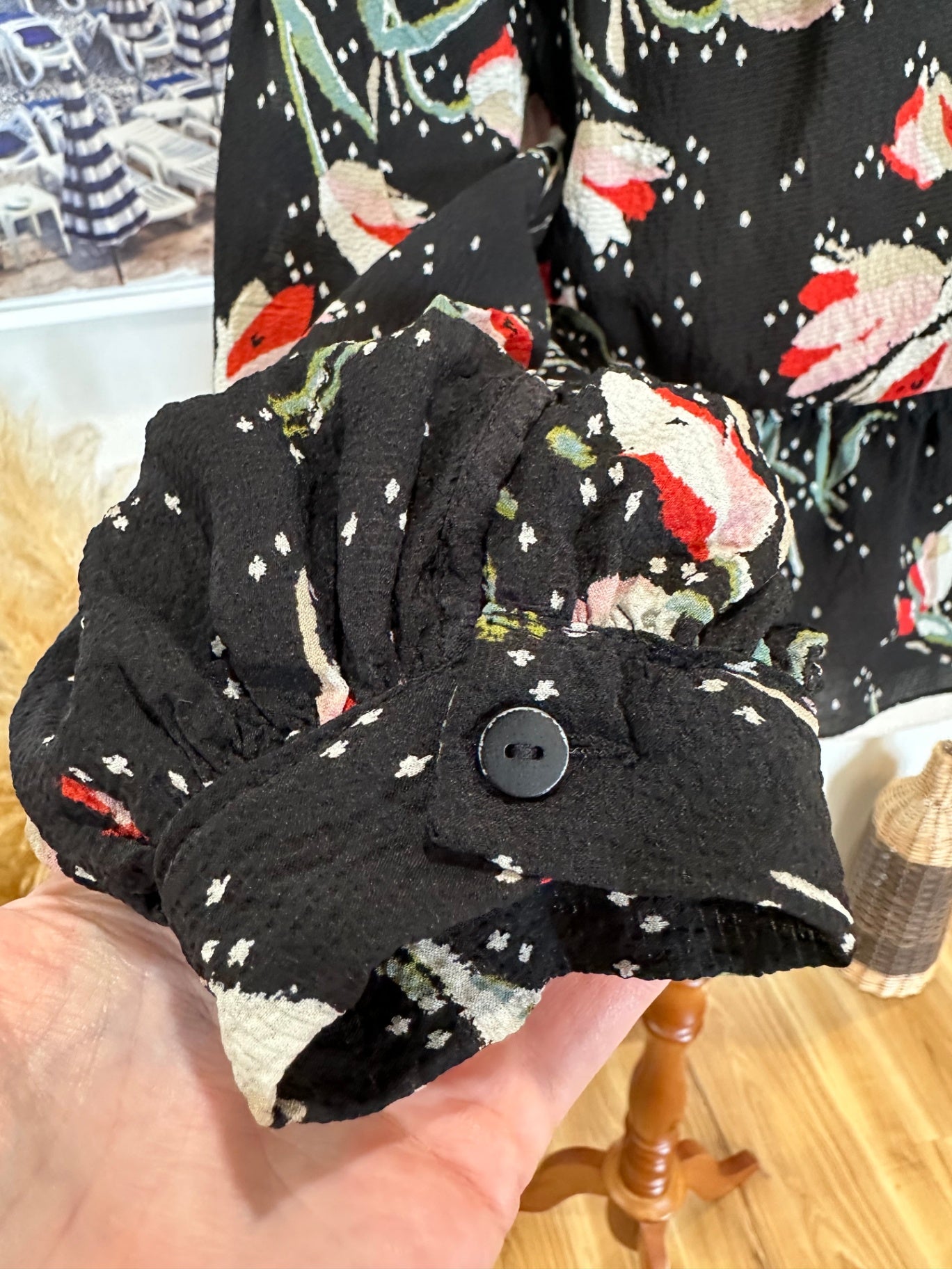 Rebecca Taylor Blouse - Size 6 - Black with multicolour floral print