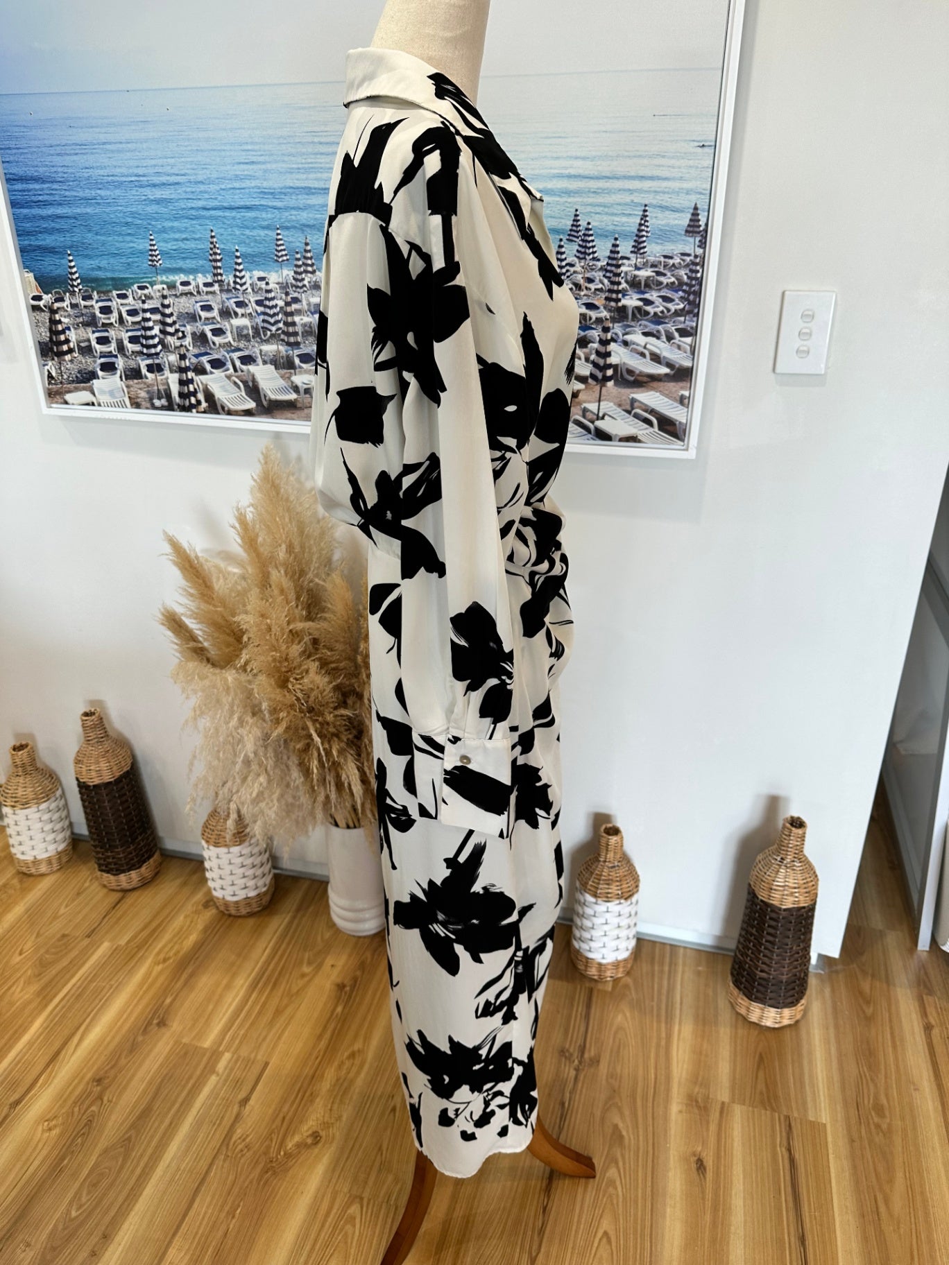 EuroEdit - Wrap Dress - Large - Black and Cream