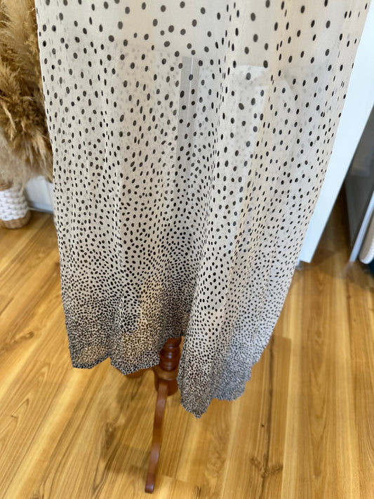 Kilt - Silk Dress - Size 14 - White w Black Dots