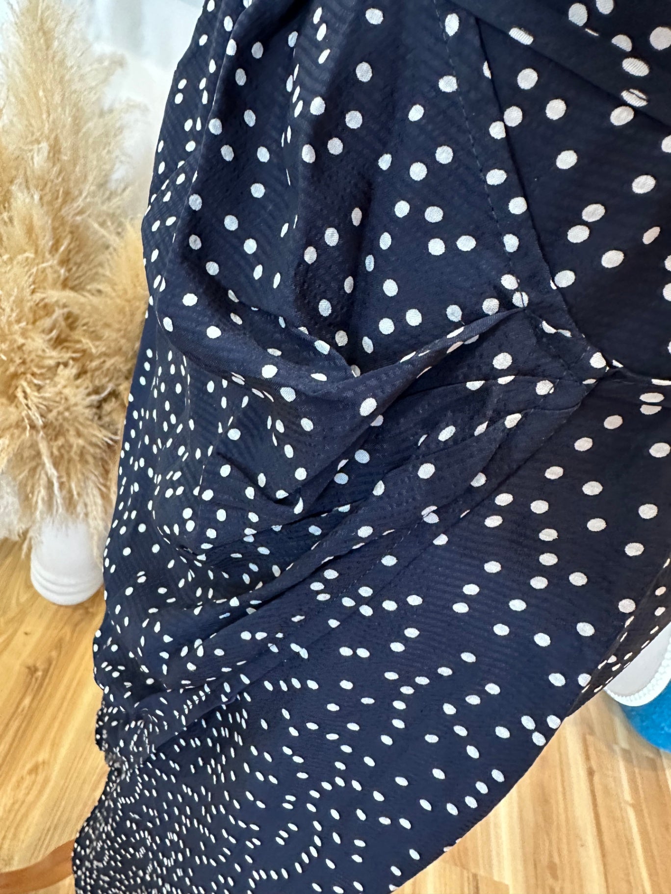 Bec + Bridge Dress - Size 10 - Navy blue with white polka dots