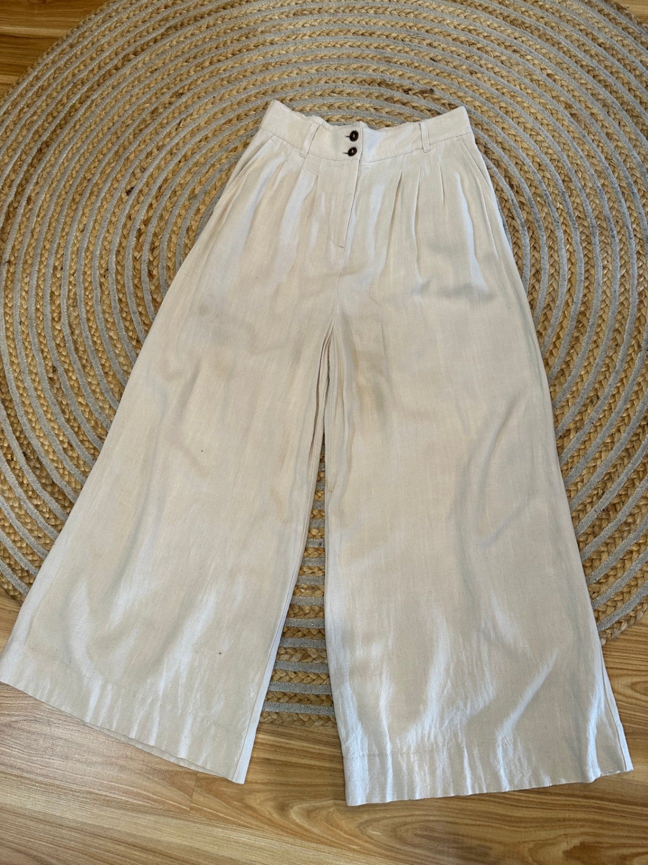 Dotti - Linen Blend Pants - Size 10 - Beige