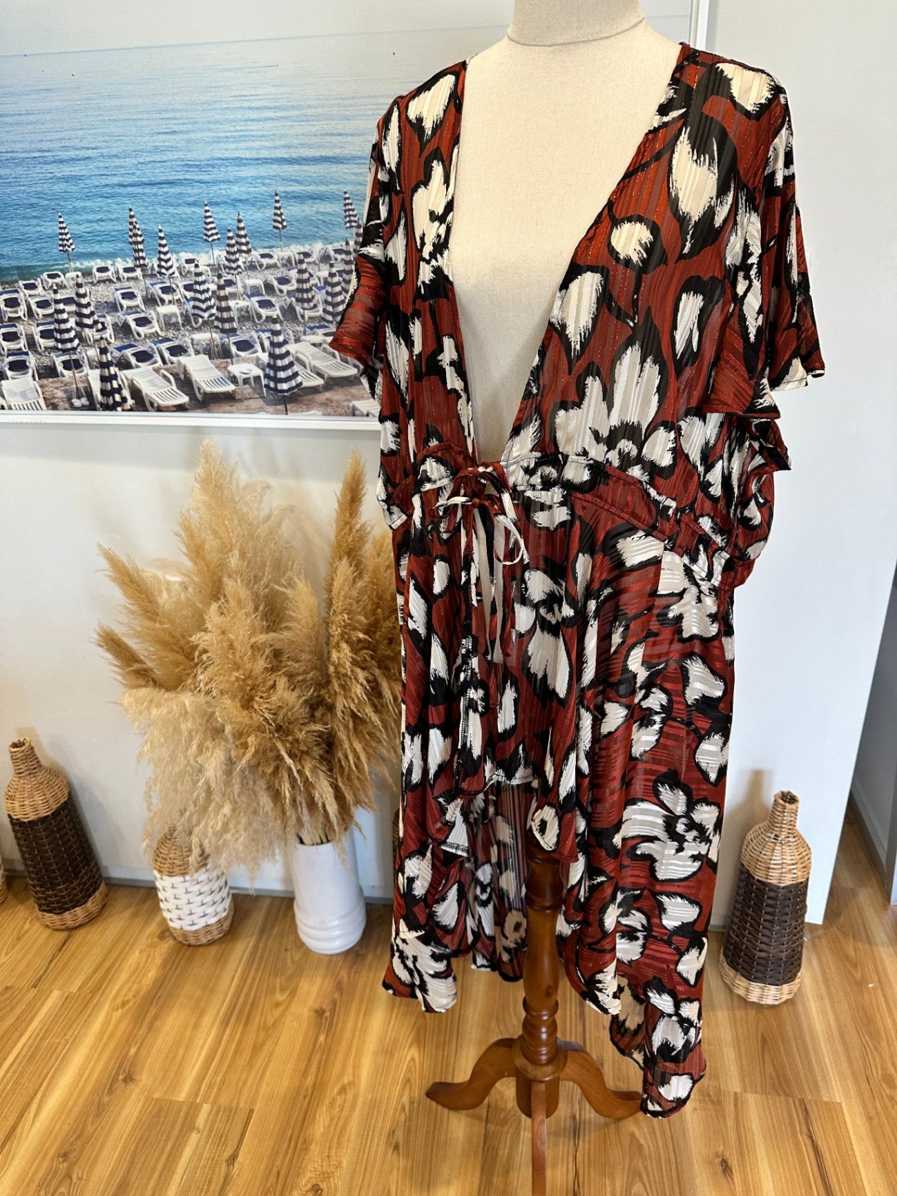 Coco + Belle - Duster Jacket - Extra Large - Brown / Black / Beige