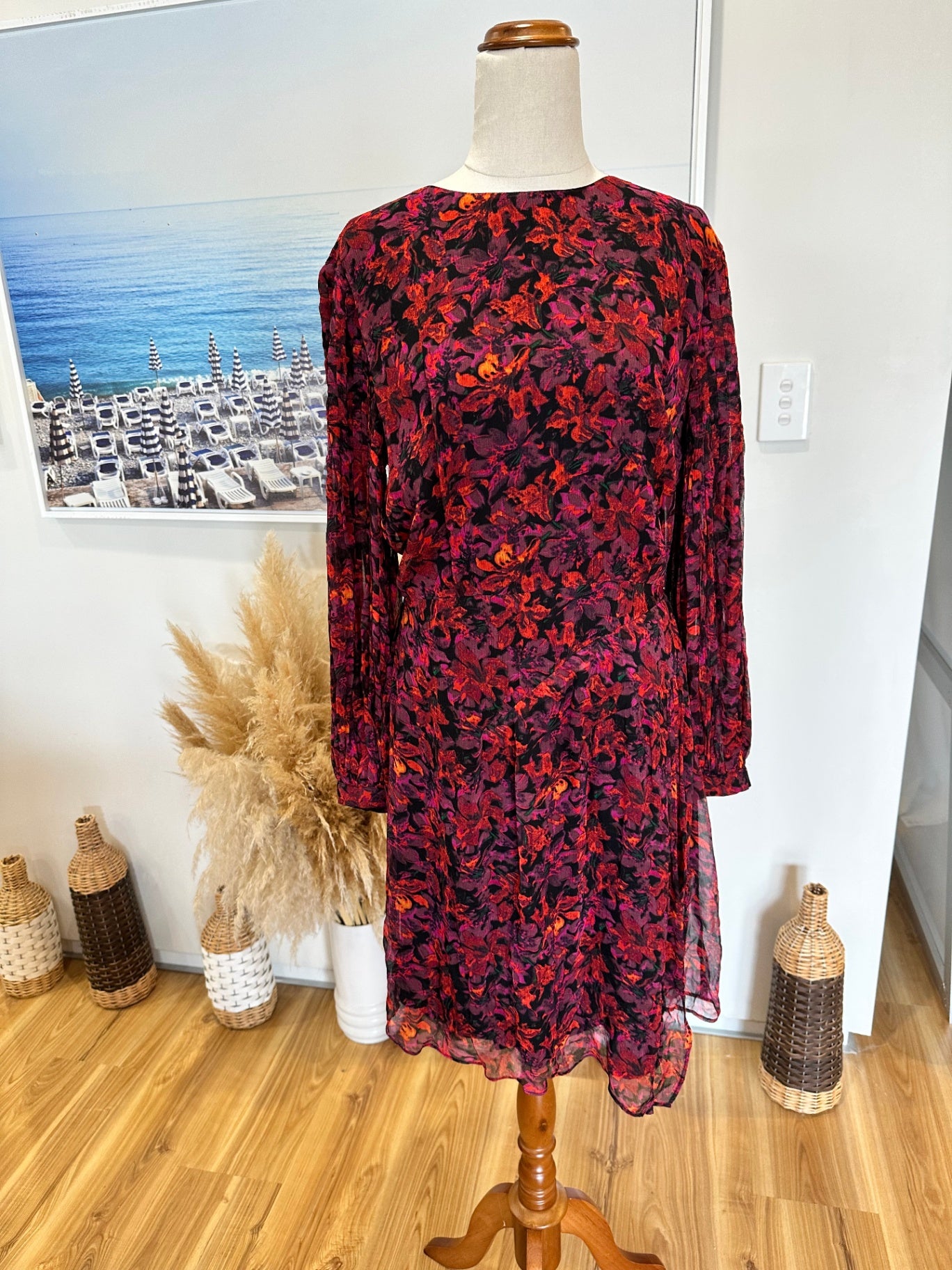 [NEW] Storm Dress - Size 8 RRP: $389 - Viscose - Red tones
