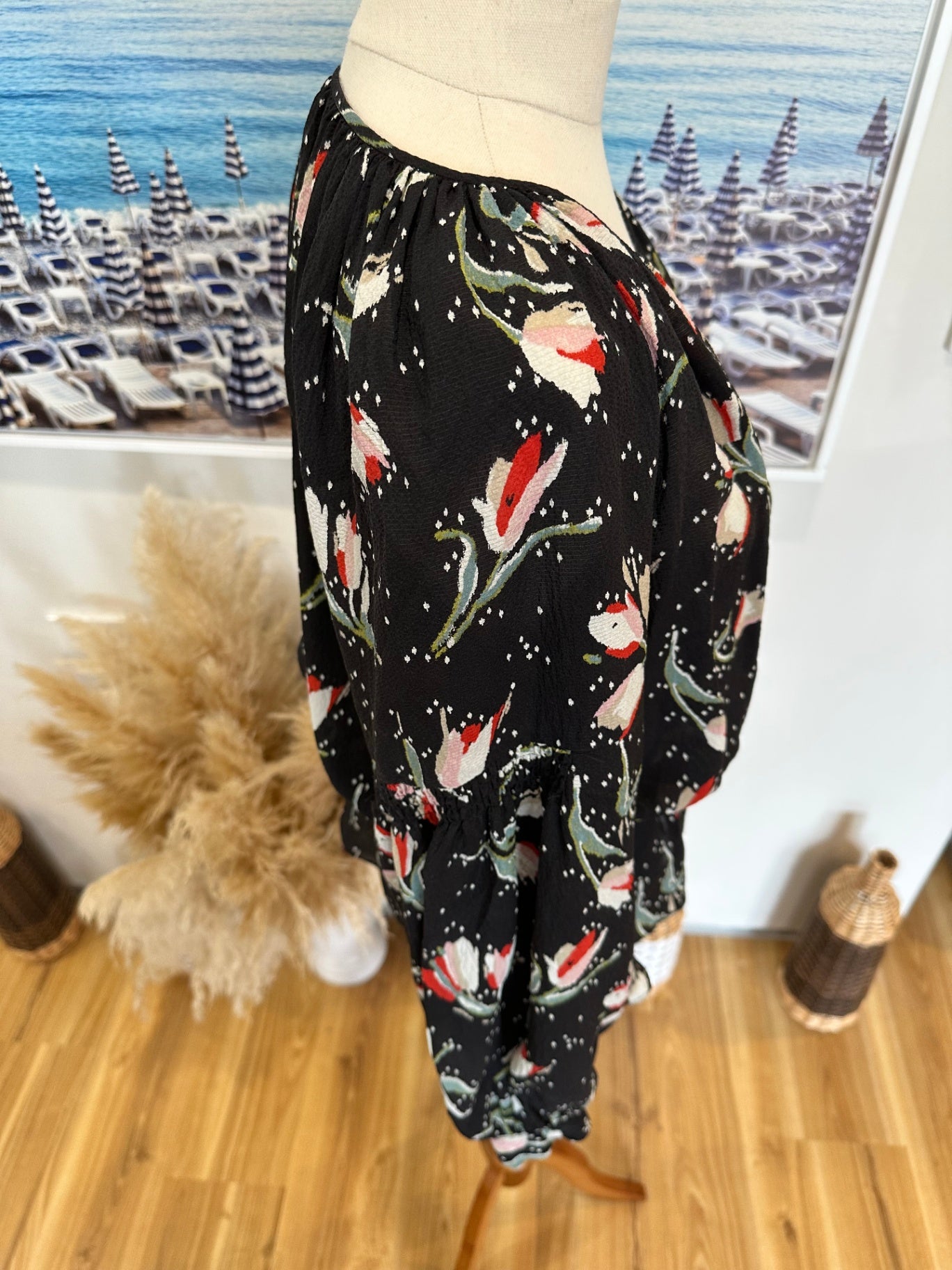 Rebecca Taylor Blouse - Size 6 - Black with multicolour floral print