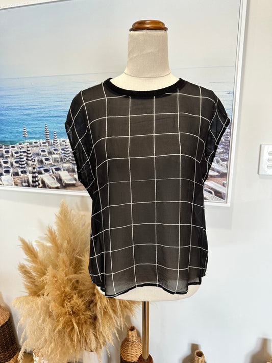 Storm - 100% Silk Blouse - Size 8 - Black