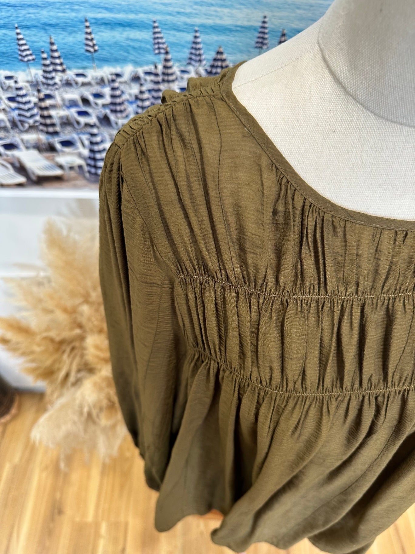 Olive Green Blouse - Size Medium