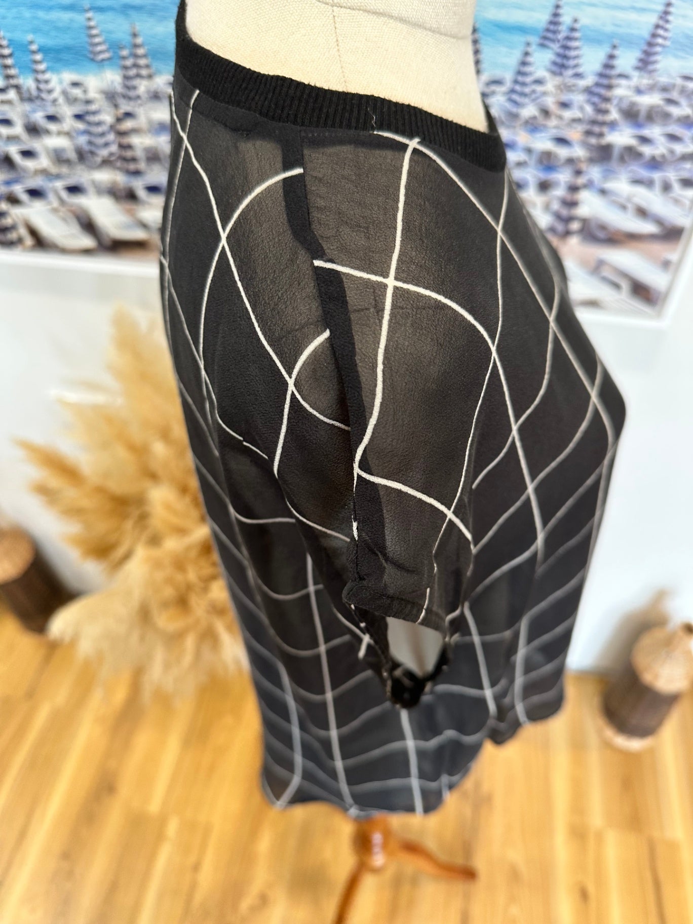 Storm - 100% Silk Blouse - Size 8 - Black