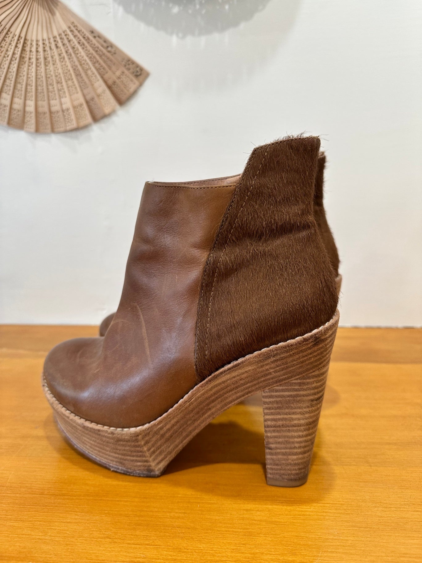 Beau Coops Platform Leather Boots - Size EU 39 - Brown